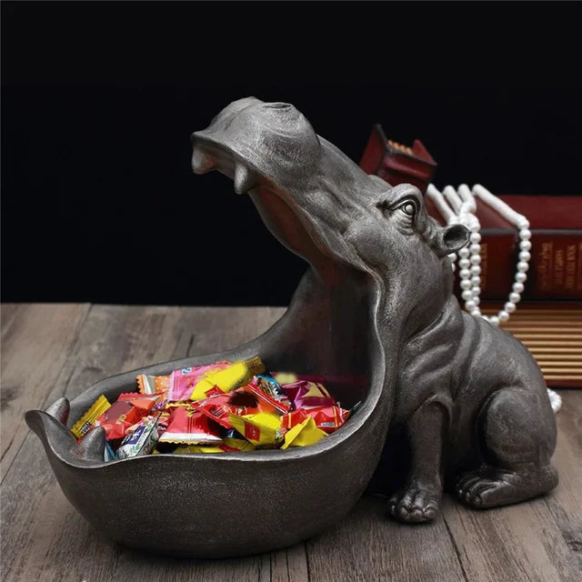 Stylische Nilpferd-Ablagebox für Büro oder Wohnzimmer. Perfekt als Schlüsselablage, Süßigkeitenschale & Deko.