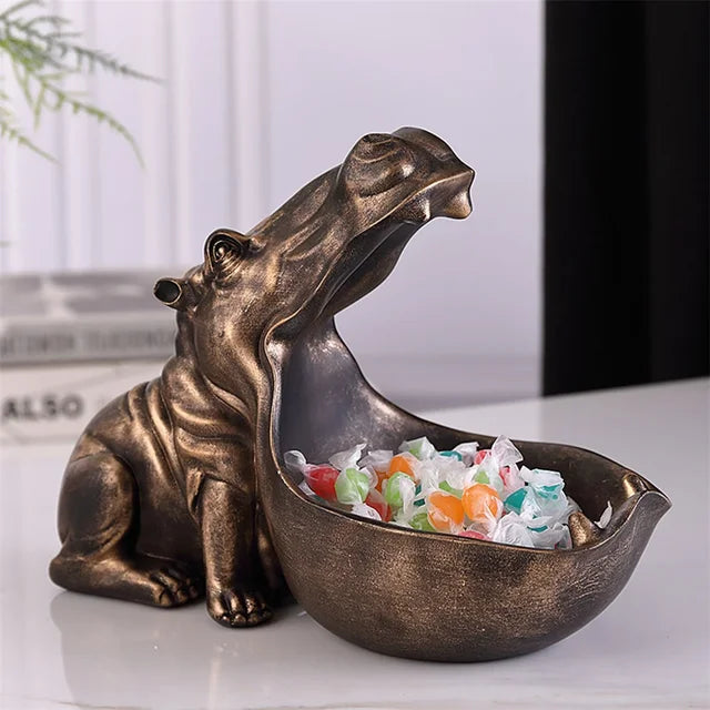 Moderne Nilpferd Tierfigur als stylische Aufbewahrungsschale. Perfekt für Wohnzimmer, Büro und als Schlüsselablage.