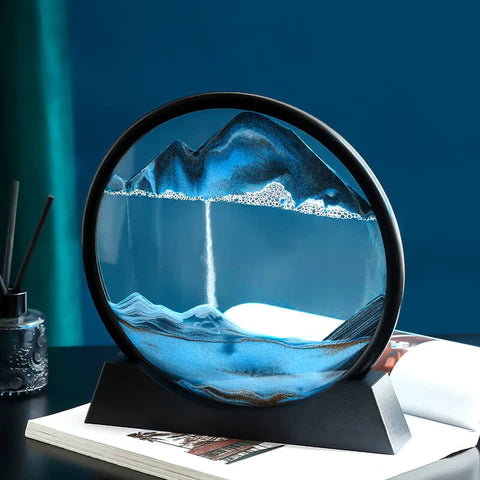 Dekoratives Sandkunstbild für meditative Entspannung, ästhetische Büro- & Wohnzimmer-Deko.