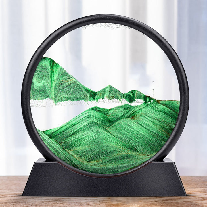 Dynamisches Sandkunstbild, faszinierende Deko für meditative Momente. Modernes Wohnaccessoire zur Entspannung.