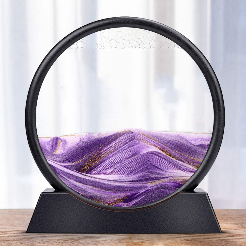 Hypnotisierendes Sandkunstbild, dynamische Deko & modernes Kunstwerk fürs Wohnzimmer oder Büro.