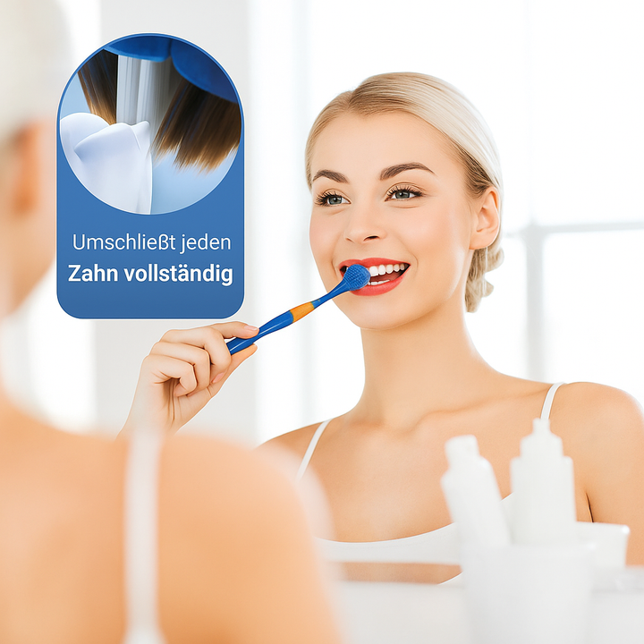 Kinderzahnbürste Dentaclean 360 für sanfte, effektive Tiefenreinigung und gesunde Zähne der Kleinsten.