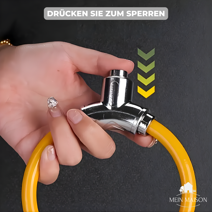 TechLock Kabelschloss um Rahmen und Vorderrad eines Fahrrads geschlungen, starker Diebstahlschutz.