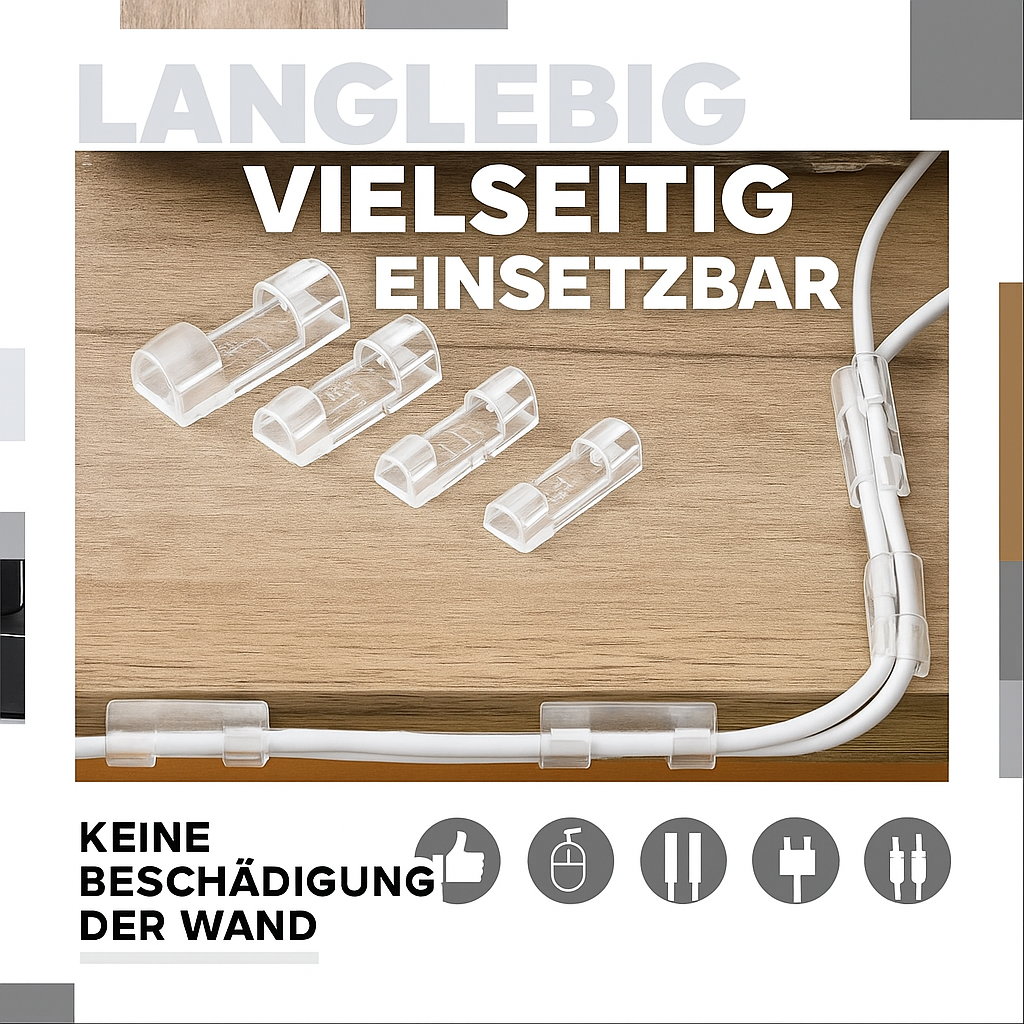40er Set selbstklebender Kabelclips aus PVC für effektives Kabelmanagement und Heimorganisation.
