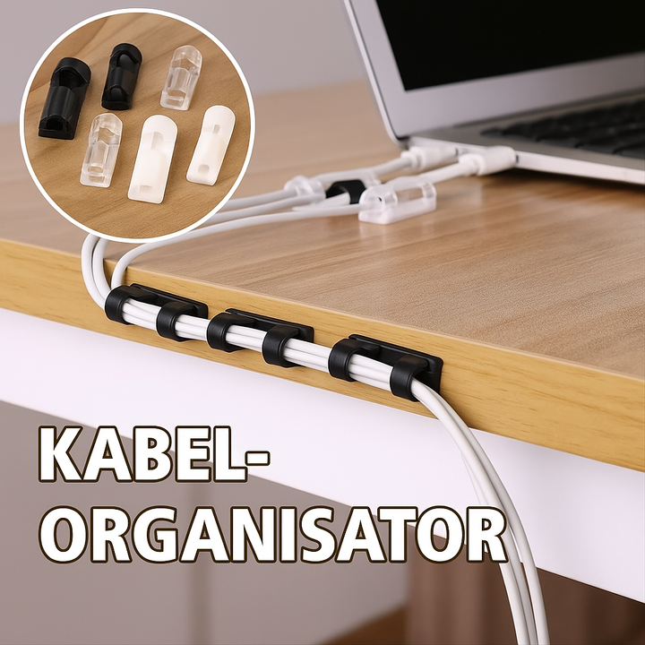 Ordentliches Kabelmanagement mit universellen selbstklebenden Kabelhaltern. Schluss mit Kabelsalat!