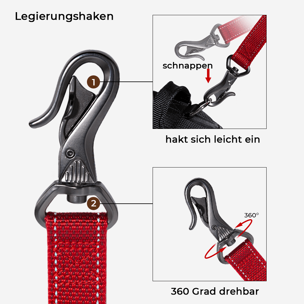 Reflektierende Freisprech-Hundeleine für maximale Sicherheit bei Dunkelheit und Dämmerung.