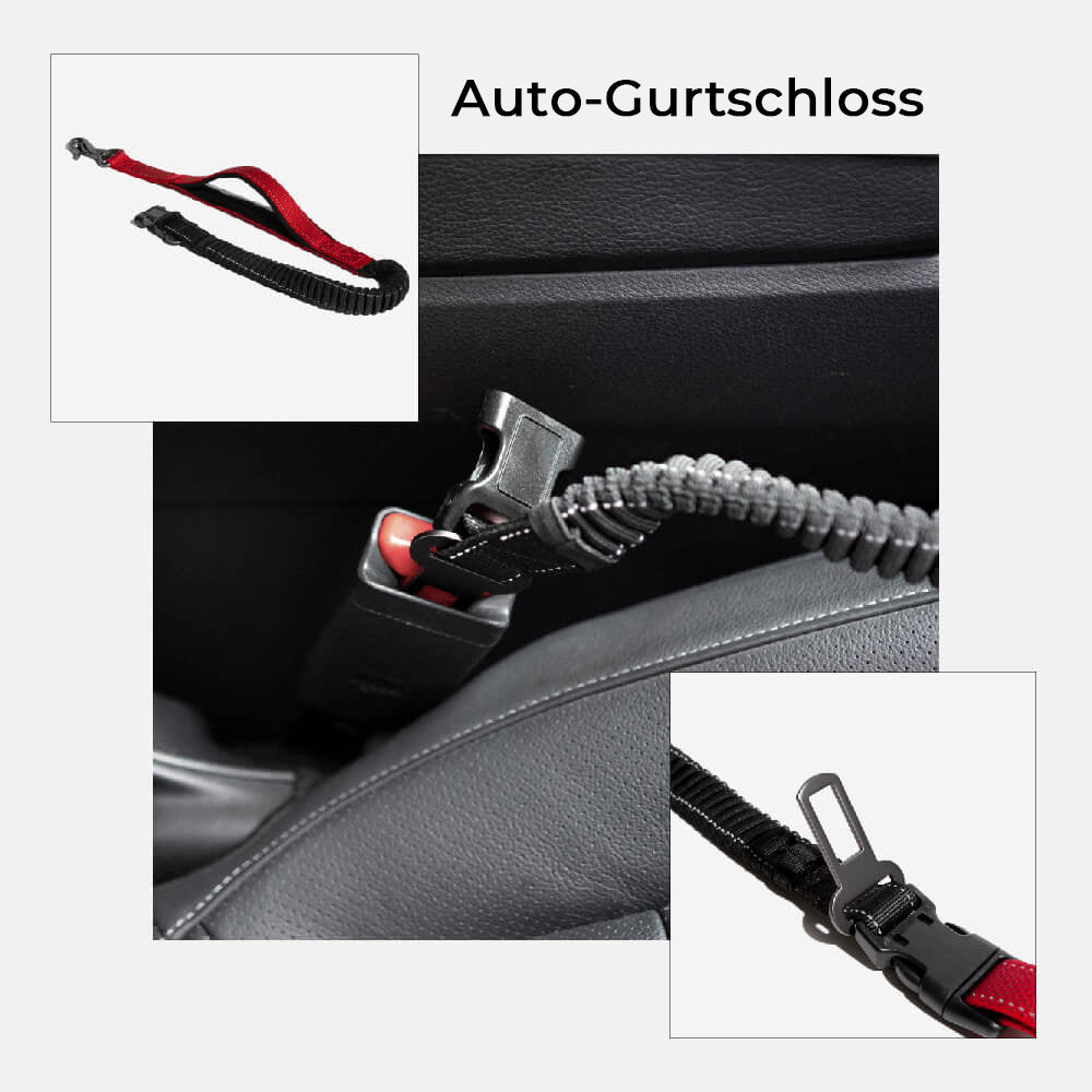 Ergonomische Hundeleine mit Bauchgurt, ermöglicht bequemes freihändiges Führen des Hundes.