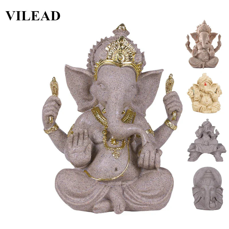 Spirituelle Ganesha Figur Sandstein, hochwertige Dekoration für Hindu- & Fengshui-Liebhaber.