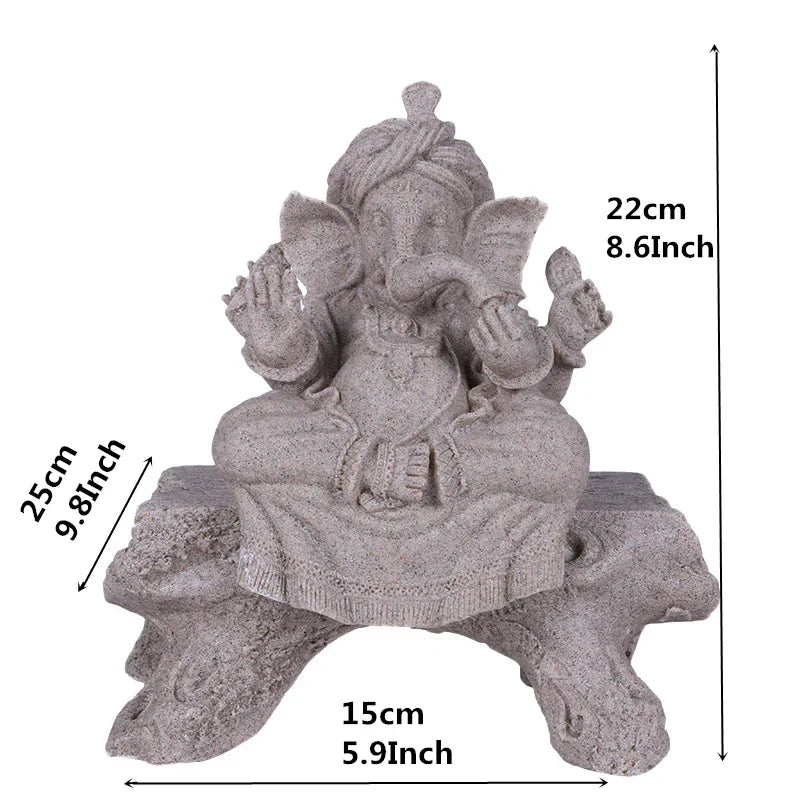 Eindrucksvolle Ganesha Statue aus Sandstein, ideal als Elefantengott-Heimdeko.