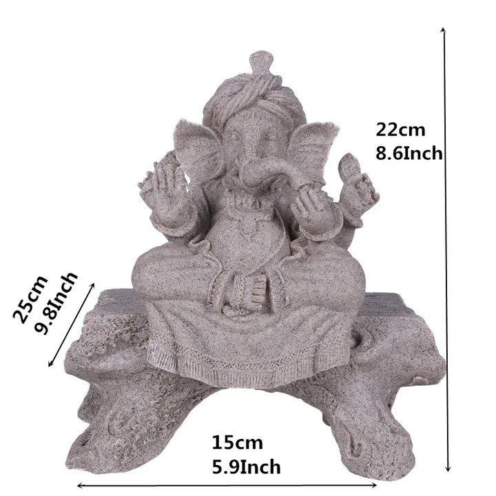 Eindrucksvolle Ganesha Statue aus Sandstein, ideal als Elefantengott-Heimdeko.