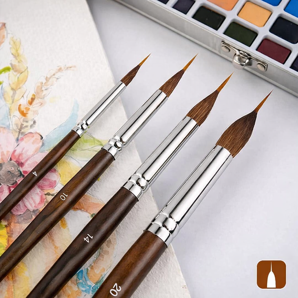 Detailpinsel Set für feine Linien & Präzision. Ideal für Aquarell, Acrylmalerei & Modellbau.