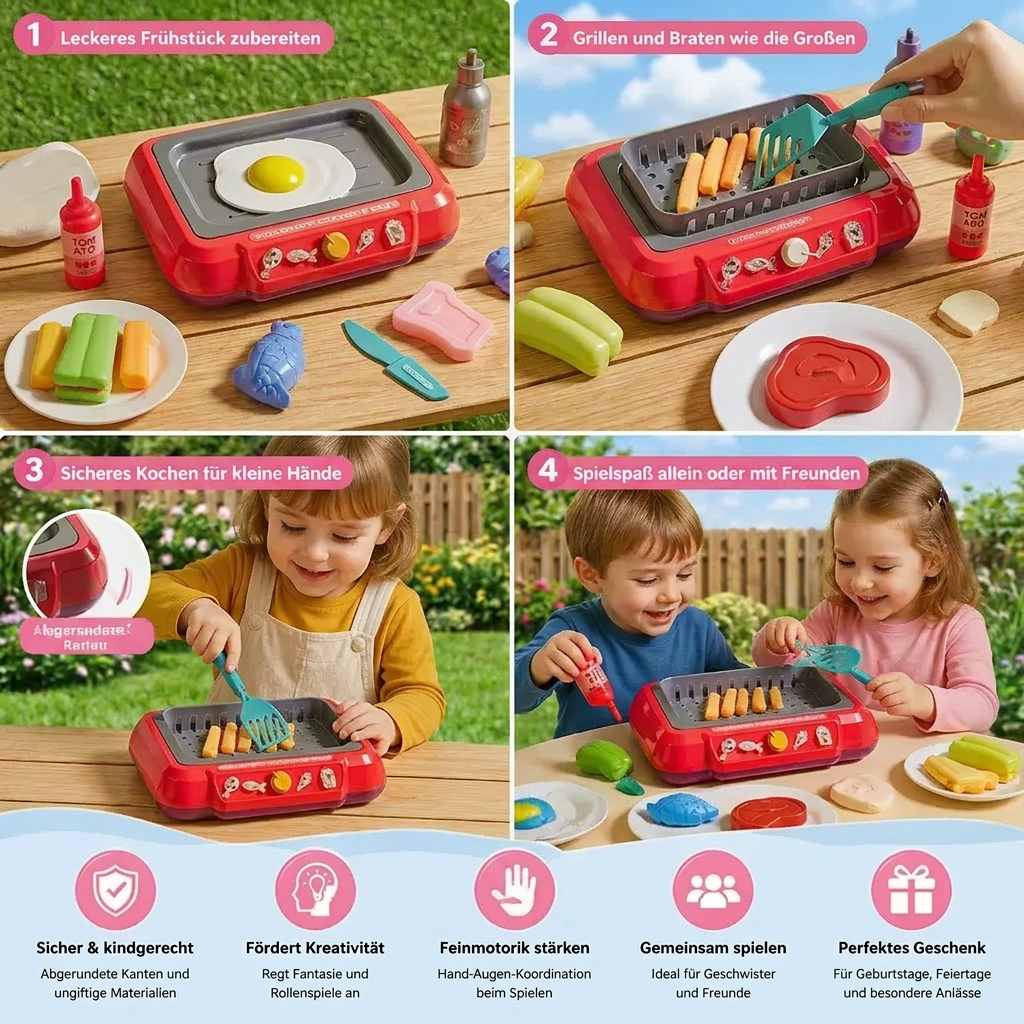 Lernspielzeug Kinder BBQ Set: Entwickelt soziale Fähigkeiten und fördert kreatives Spielen.