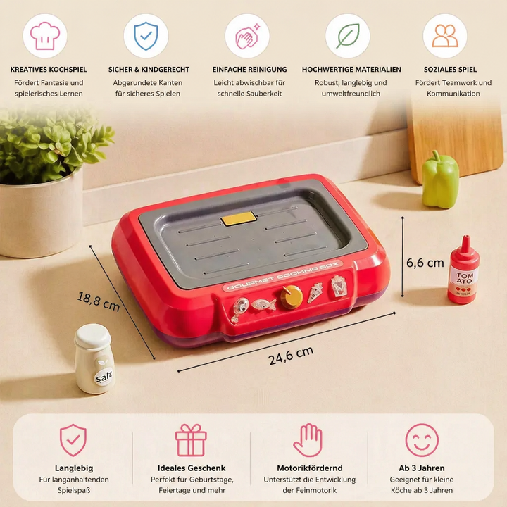Ideales Geschenk für Kinder: Umfangreiches Kindergrill-Set für stundenlangen Rollenspiel-Spaß.