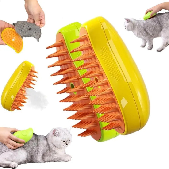 Haustier Dampfbürste für glänzendes, knotenfreies Fell. Fördert die Fellgesundheit bei Hunden und Katzen.