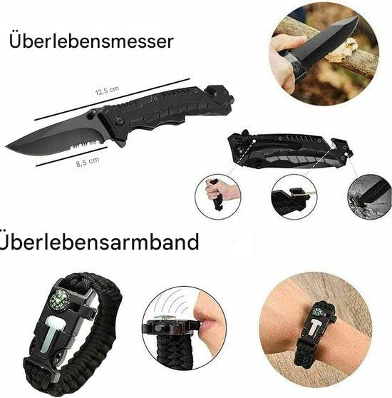 Robustes Überlebenskit für Wanderer & Camper: zuverlässige Notfallausrüstung für jedes Abenteuer.