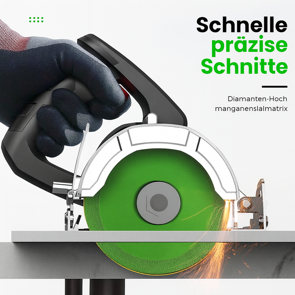 Nahaufnahme der DiamondCut Diamanttrennscheibe, zeigt die scharfe Kante für präzise Glasschnitte.