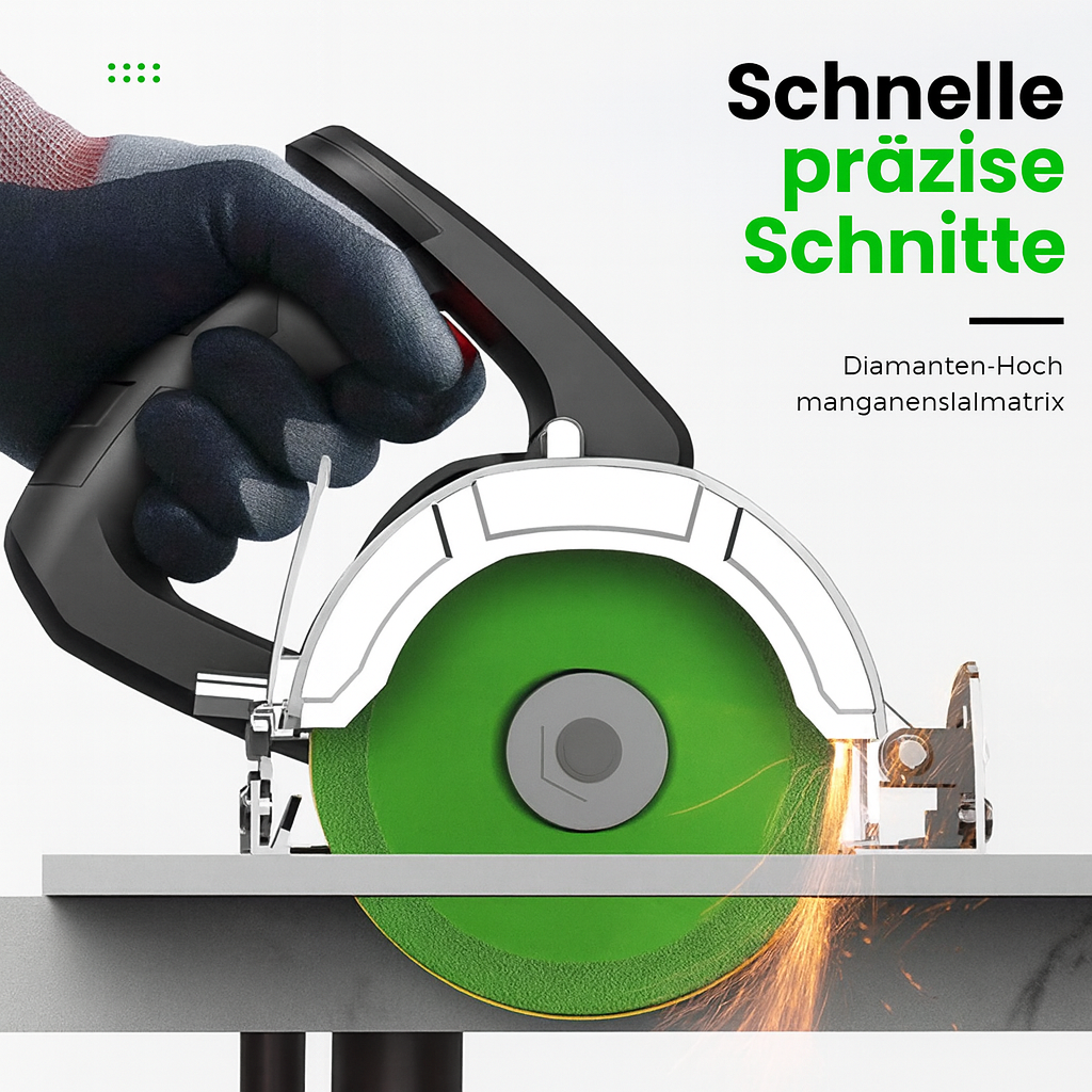 Nahaufnahme der DiamondCut Diamanttrennscheibe, zeigt die scharfe Kante für präzise Glasschnitte.