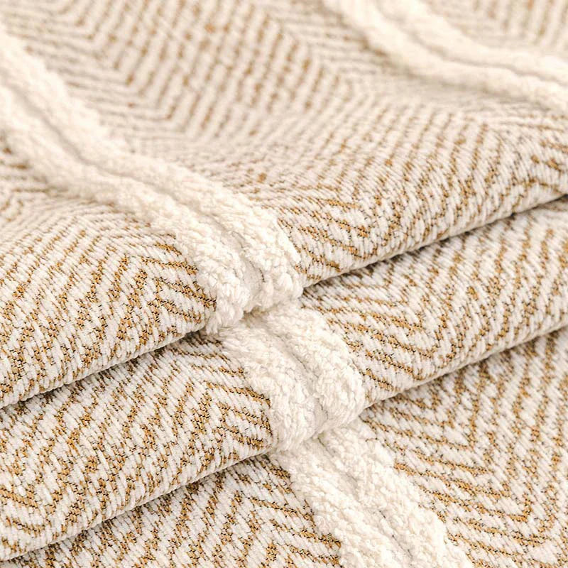 Gemütliche, dicke Chenille-Sofahülle mit Fischgrätmuster für Komfort, Schutz & Stil im Wohnzimmer.