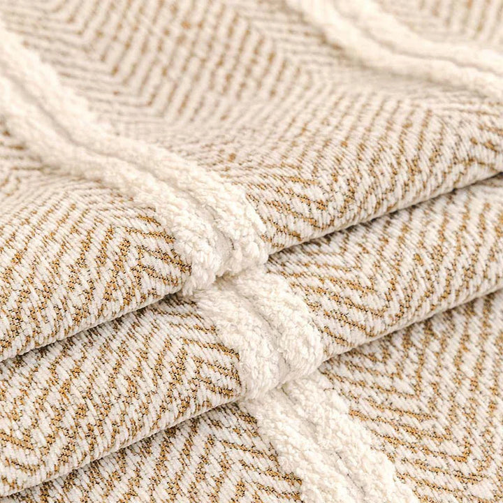 Gemütliche, dicke Chenille-Sofahülle mit Fischgrätmuster für Komfort, Schutz & Stil im Wohnzimmer.