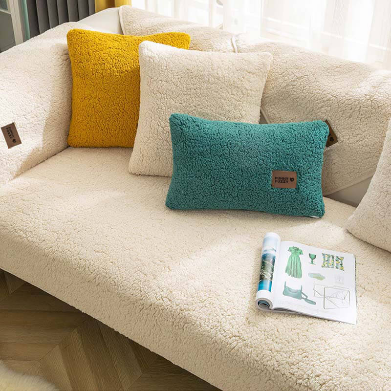 Rutschfester Sherpa-Fleece Sofabezug, dick und wasserdicht, sicherer Halt für Sofa & Couch.