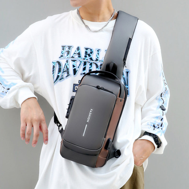 Moderne Alltagstasche unisex mit USB-Ladeanschluss und Diebstahlschutz für Handy & Co.