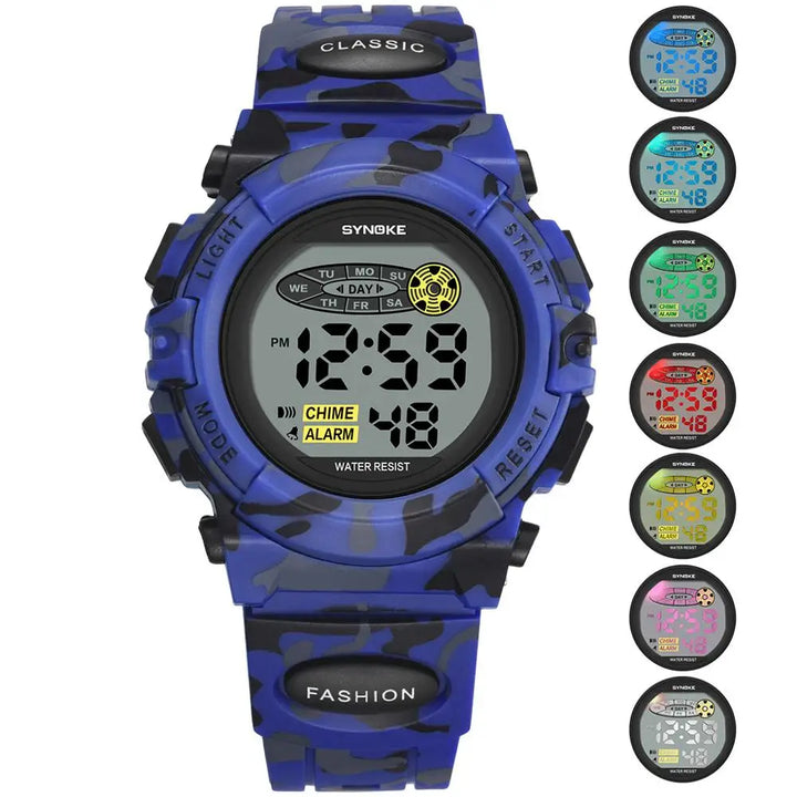 Robuste Digitaluhr für Kinder, wasserdicht und langlebig, perfekt als Geschenk oder Freizeituhr.