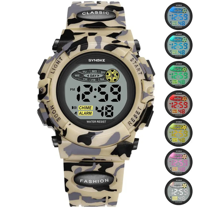 Coole digitale Kinderuhr, farbenfroh, robust & wasserdicht, die perfekte Outdoor-Armbanduhr für Abenteurer.