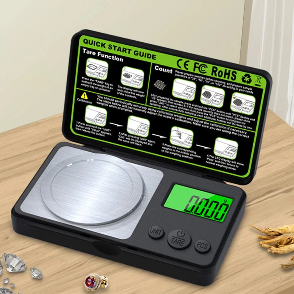 Hochpräzise digitale Küchenwaage aus Edelstahl, ideal für Backen & Kochen mit genauer Messung.