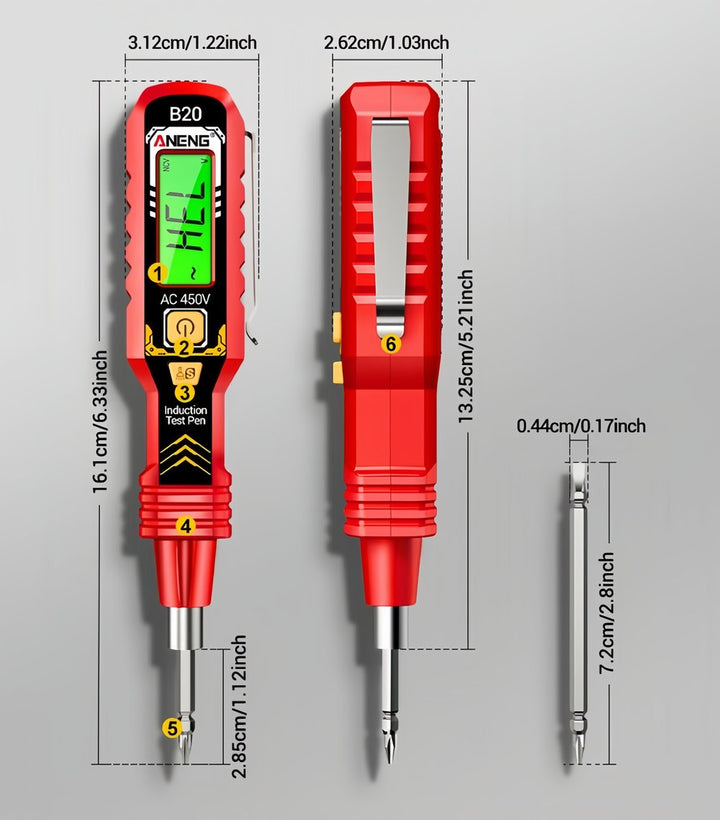 Benutzerfreundlicher digitaler Phasenprüfer VoltCheck Pro, flexibles Werkzeug für Heim & Handwerk.