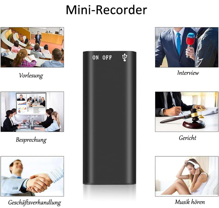 Sprachaktivierter digitaler Sprachrekorder SilentNote HD. Automatische Audioaufnahme für Effizienz.
