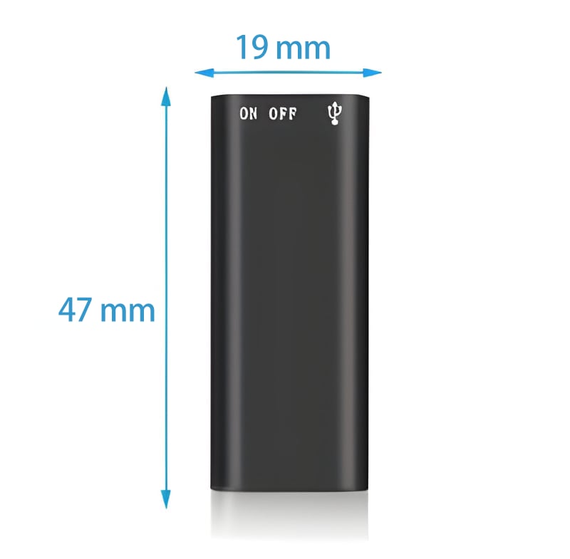 Detailansicht des digitalen Sprachrekorders SilentNote HD. Schlankes, modernes Design, tragbar & kompakt.
