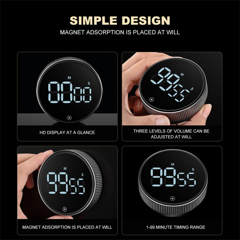 Klarer Blick auf den digitalen LED-Timer mit großen Zahlen für präzises Zeitmanagement in Küche, Büro & Studium.