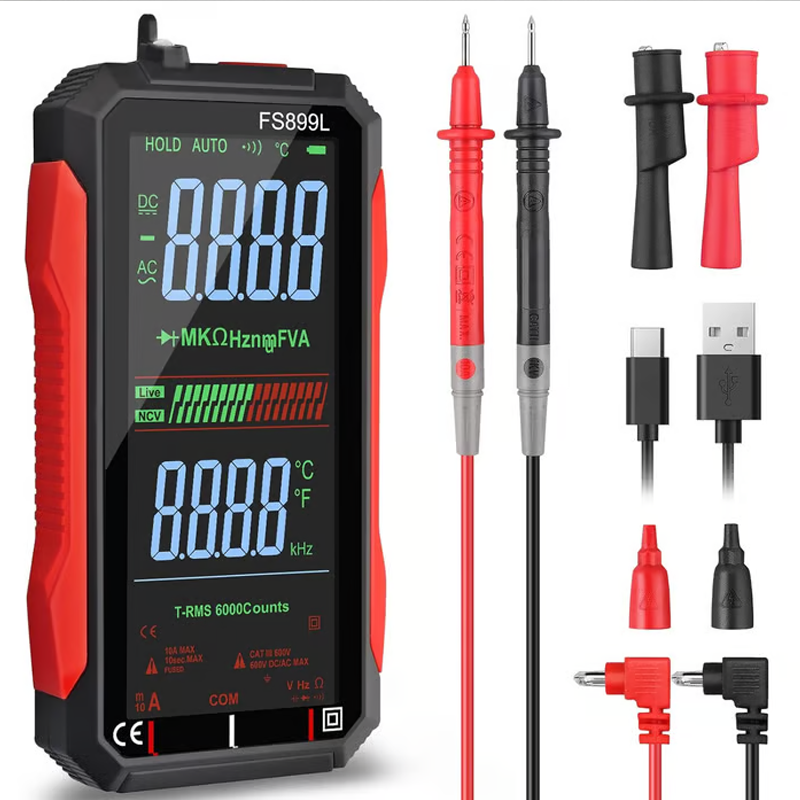 Digitales Multimeter Set mit Messleitungen. USB-C wiederaufladbar, präzises Elektronik Werkzeug für Profis & DIY.