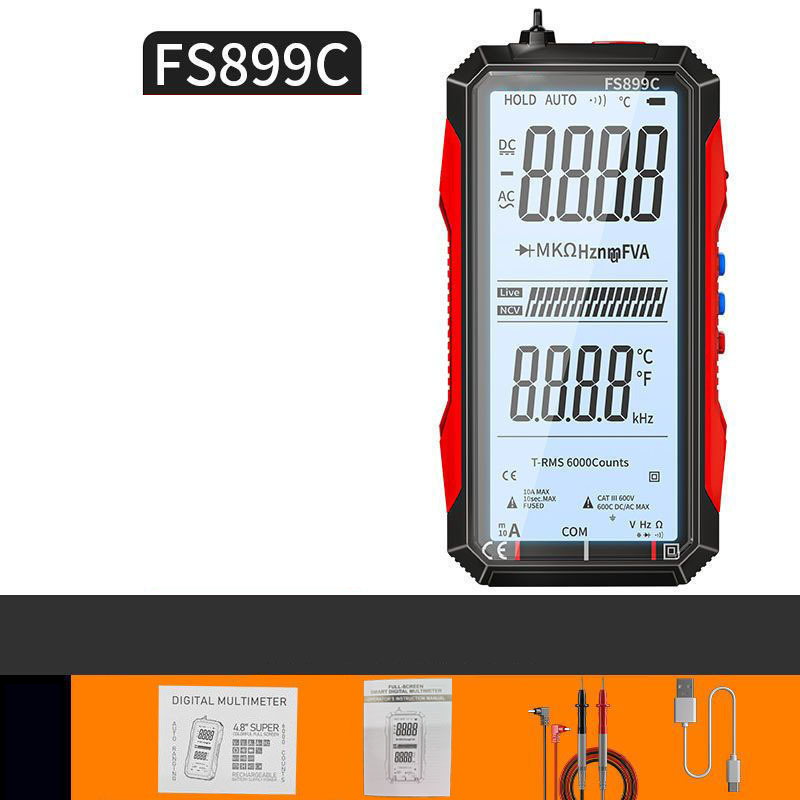 Modernes digitales Multimeter mit LCD & USB-C. Wiederaufladbar, präzise für Elektronik-DIY und Heimwerker.