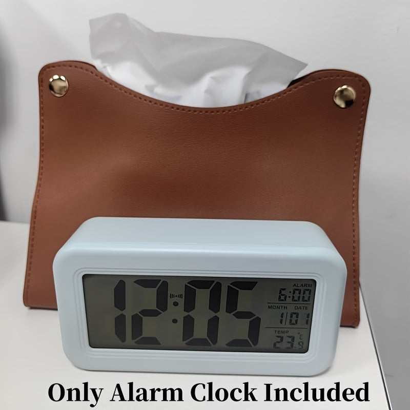 Digitalwecker mit Hintergrundbeleuchtung für LCD-Anzeige, bietet Uhrzeit, Datum, Temperatur. Modernes Design.