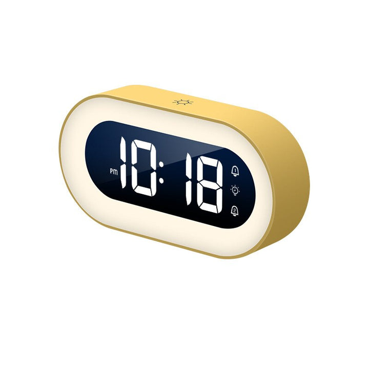 Digitaler Wecker mit Einschlaf-Timer und dimmbarem Nachtlicht für entspanntes Aufwachen im Schlafzimmer.