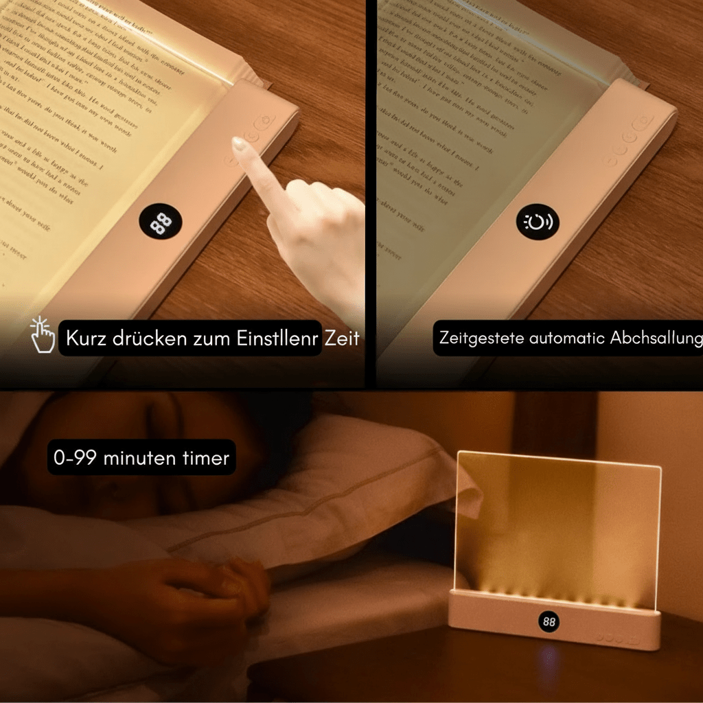 LED Nachttischlampe, augenfreundliches Leselicht für entspanntes Lesen im Bett oder Studium geeignet.