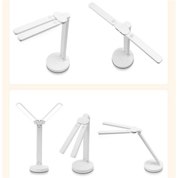 USB-C-ladbare Akku-Schreibtischlampe, dimmbare LED. Faltbare Leselampe mit Smartphone-Halter für flexibles Licht.