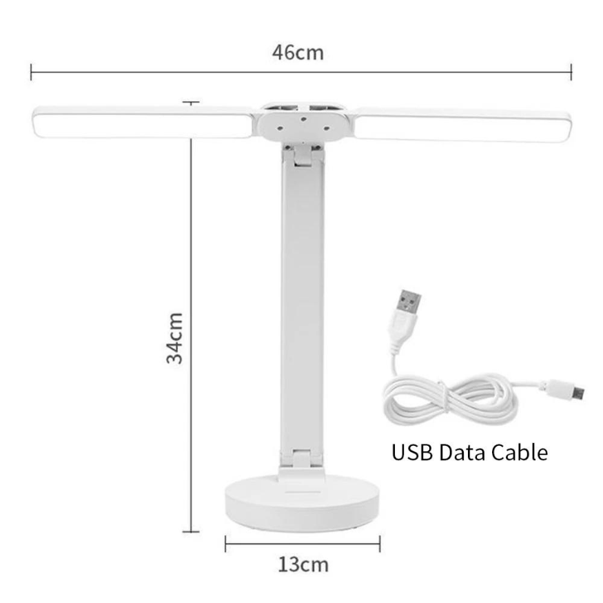 Faltbare Akku-LED-Lampe, augenschonend, dimmbar. Perfekt als Leselampe oder Schreibtischlampe mit Handyhalter.