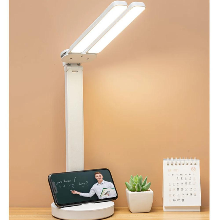 Augenschonende LED-Leselampe mit Akku und dimmbarer Funktion. Integrierter Smartphone-Halter; perfekt für Arbeitsplatz.