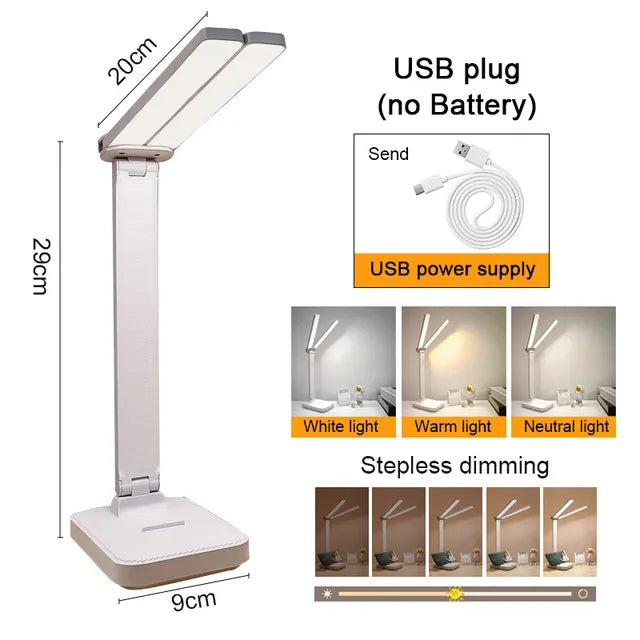 Dimmbare LED Tischleuchte für Zuhause, schafft gemütliches Ambiente und helles Leselicht.