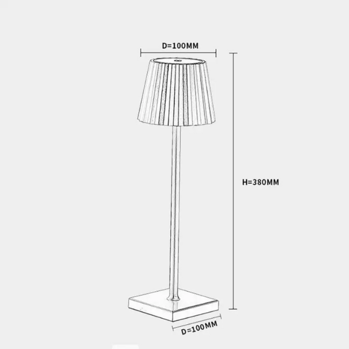 Minimalistische Metall Tischlampe mit dimmbarer LED und Touch-Steuerung, skandinavisch inspiriert.