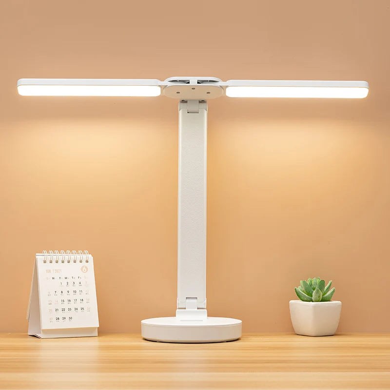 Dimmbare, wiederaufladbare LED Leselampe mit flexiblem Schwanenhals und Handyhalter für augenschonendes Licht.
