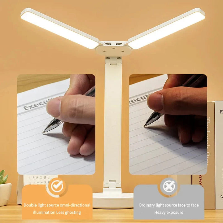 Flexible dimmbare LED Leselampe mit Handyhalter und Touch-Steuerung für angenehmes Arbeitslicht.