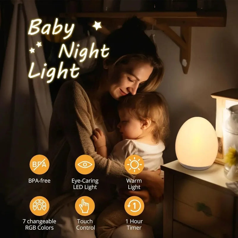 Sanftes Stilllicht für Babyzimmer, dimmbar, mit warmweißem & RGB LED-Licht und Touch-Funktion.
