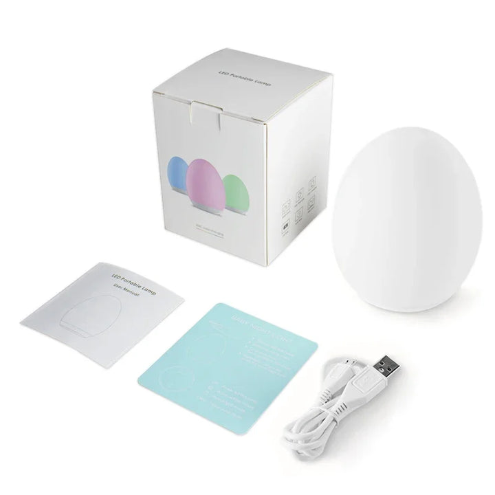 Akku-betriebenes, tragbares Kinderzimmer Nachtlicht mit RGB, Warmweiß und sanfter Touch-Dimmfunktion.