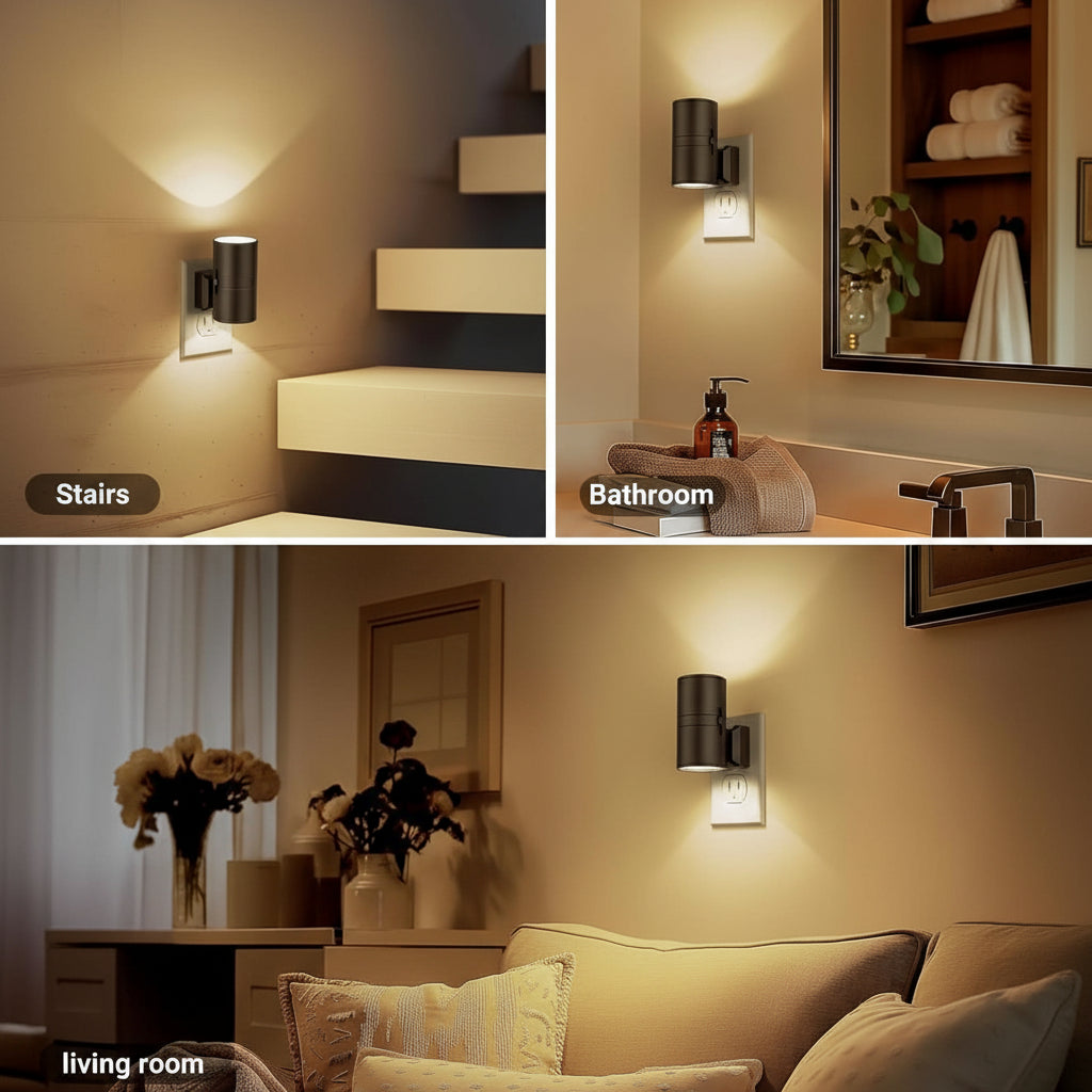 Sanftes, dimmbares LED Nachtlicht schafft sicheres Orientierungslicht. Automatisches Sensorlicht für Flur & Kinderzimmer.