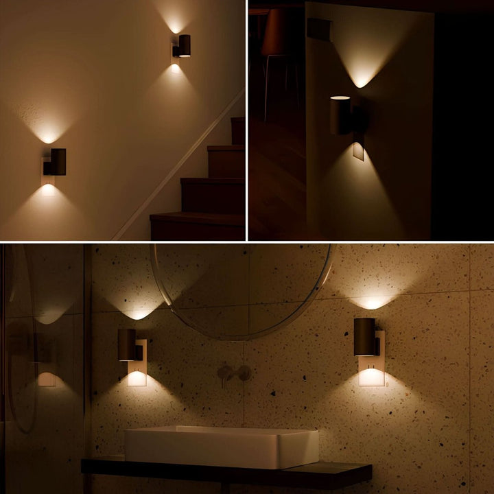 Modernes dimmbares LED Nachtlicht mit Automatik. Kompaktes Design, ideal als Sensorlicht für Flur und Schlafzimmer.