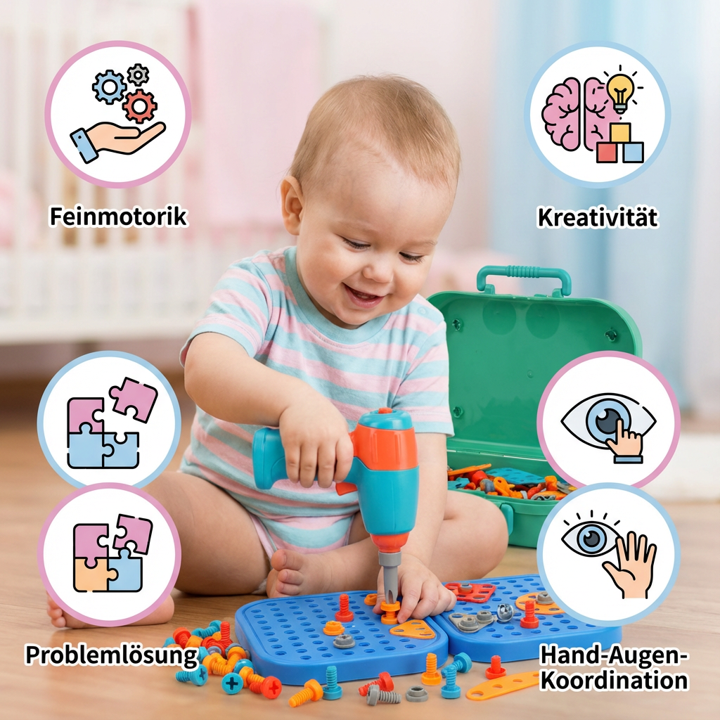 Kreatives Dino Bauset als Geschenk für Kinder. Werkzeug-Spielzeug zum Bauen von Dinosauriern, fördert Lernspaß.
