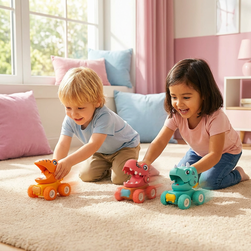 Langlebiger Dino Monstertruck für Jungen, robustes Spielzeugauto mit Push & Drive Funktion, tolles Geschenk.